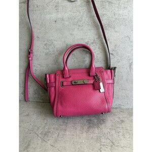 Authentic Coach Swagger tote bag pebble leather Crossbody Purse Hot Pink